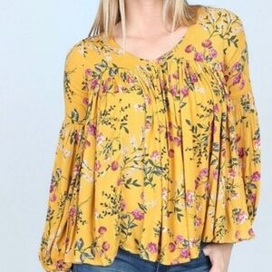 NWOT ALTAR'D STATE BOHEMIAN Floral Yellow Women's Top size M